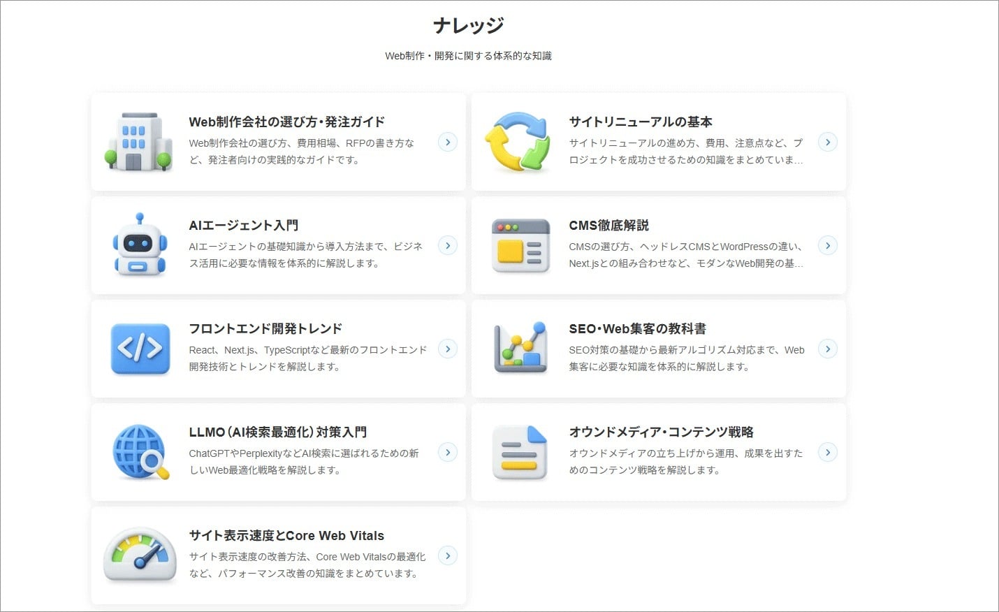 ナレッジーのテーマ一覧ページ